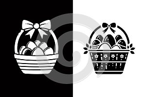 Easter Egg Basket Icon Silhouette Vector Illustration
