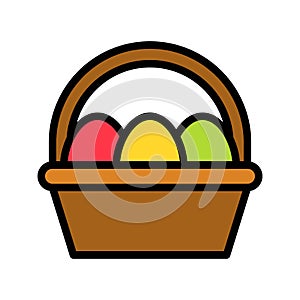 Easter egg basket vector, Easter filled icon editable stroke