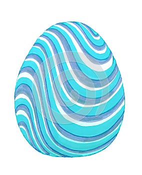 Easter egg with -blue wavy stripe
