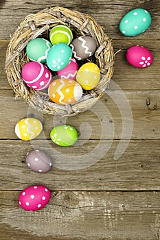 Easter egg border on wood
