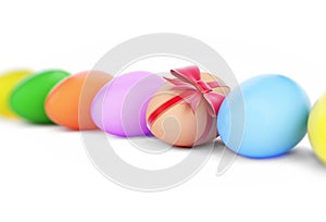 Easter egg with bow on a white background 3D illustration, 3D rendering