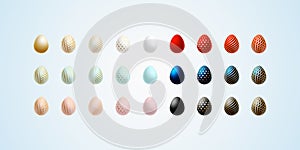 Easter egg Bright modern painted luxury egg for Easter Set of light dark elegant colored egg with different graphic pattern