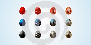 Easter egg Bright modern painted luxury eggs for Easter Set of dark elegant colored egg with different graphic pattern