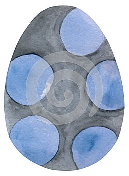 Easter egg - chocolate with dots isolated on white background, watercolor painting. Design for backgrounds, Easter illustrations.