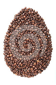 Easter Egg from coffee beans and species isolated on white background