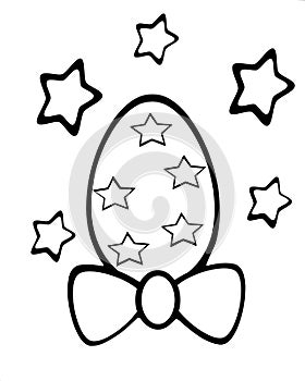 isolated Easter egg colorable with stars, coloring egg. photo