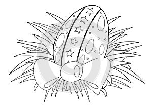 Easter egg colorable, picture for children to color, black and white, isolated. photo