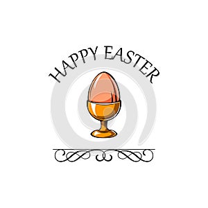 Easter Egg cup. Egg holder. Happy Easter. Vector illustration.