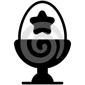 Easter egg in cup holder flat line icon