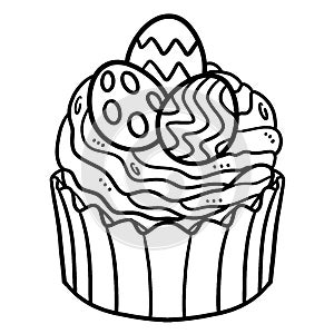 Easter Egg Cupcake Isolated Coloring Page