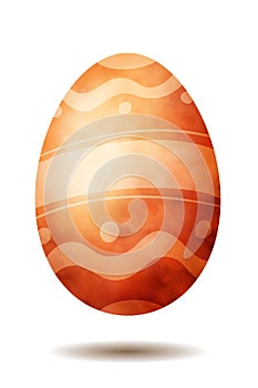 Easter egg decorated with festive patterns, watercolored illustration