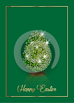 Easter egg decorative diamond, shiny glittering egg with luxury starry texure. for Greeting, Invitation Cute Card