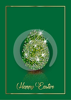 Easter egg decorative diamond, shiny glittering egg with luxury starry texure. for Greeting, Invitation Cute Card photo