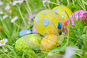 Easter egg deposited on the prairie grass