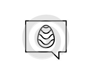 Easter egg dialogue bubble line icon. Happy Easter speech balloon outline style pictogram on white background. Message with