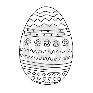 Easter egg doodle. Easter egg Hand drawn decorative element in vector for coloring book. Easter Themes. Coloring page for children