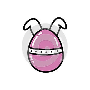 Easter egg doodle icon, vector illustration