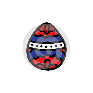 Easter egg doodle icon, vector illustration