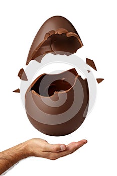 Easter egg exploded onto the palm of your hand