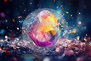 Easter egg explodes with bright colors photo