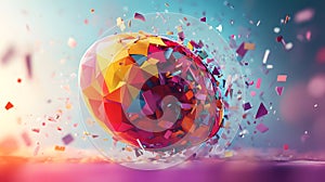 Easter egg explodes with bright colors photo
