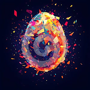 Easter egg explodes with bright colors photo