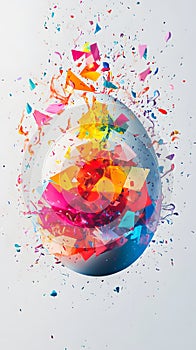 Easter egg explodes with bright colors photo