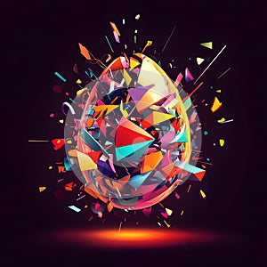 Easter egg explodes with bright colors photo