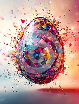 Easter egg explodes with bright colors photo