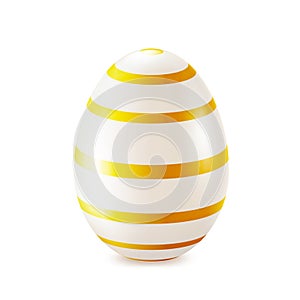 Easter egg with golden stripes, realistic 3d vector, decorative element