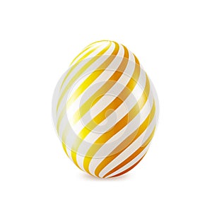 Easter egg with golden stripes, realistic vector