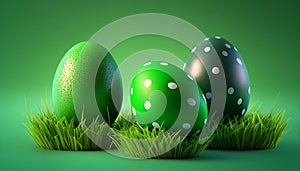 Easter egg on the grass. Generative Ai