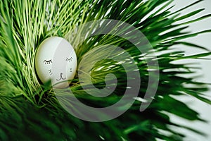 Easter egg in green grass