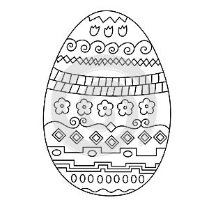 Easter egg Hand drawn decorative element in vector for coloring book. Easter egg doodle. Easter Themes. Coloring page for children