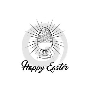Easter egg holder. Egg-cup. Happy easter day greeting card. Vector illustration.