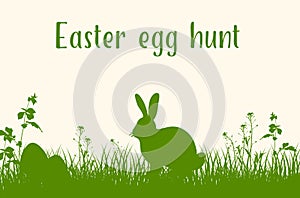 Easter egg hunt with rabbit