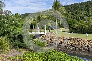 Easter Egg Hunt Set Up For Children At Tropical Resort