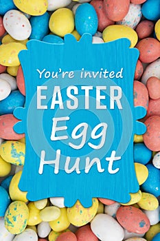 Easter Egg Hunt sign with candy eggs