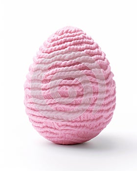 Easter Egg knitted from pink threads, handmade. Generative AI digital illustration