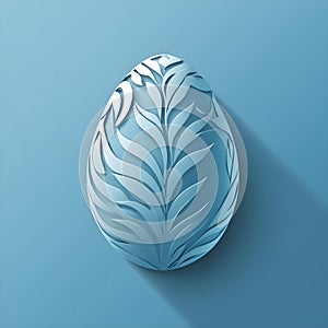 easter egg with a leaf pattern on a blue background