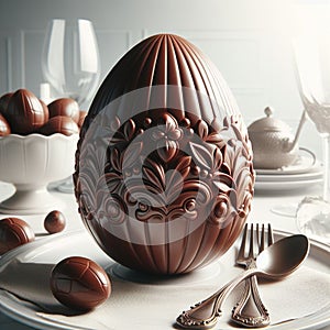 Easter egg, made of the finest chocolate and decorated in an exquisite style