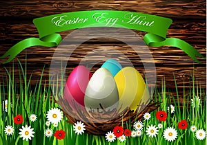 Easter egg nest with Wood texture