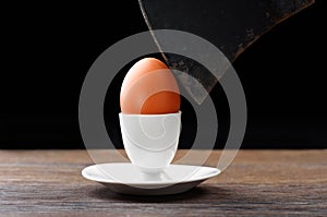 Easter egg open with an ax