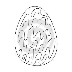 Easter egg with pattern. Continuous one line drawing. Vector illustration on white background. Minimalist. Design