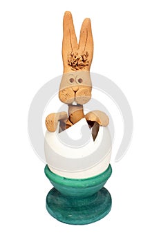 Easter egg rabbit in broken egg