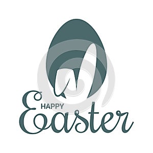 Easter egg with rabbit. Easter bunny ears on white background