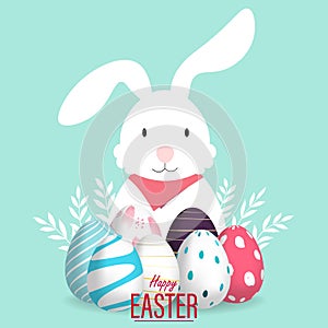 Easter egg rabbit vector