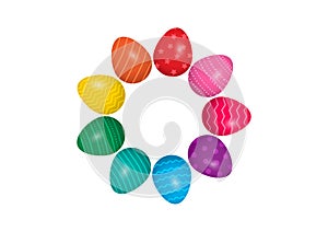 Easter egg rainbow vector circle, colorful bright set. Holiday illustration