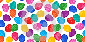 Easter egg seamless pattern, cartoon spring background, cute decoration element. Holiday illustration