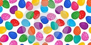 Easter egg seamless pattern, colorful holiday texture, spring bright print. Vector illustration